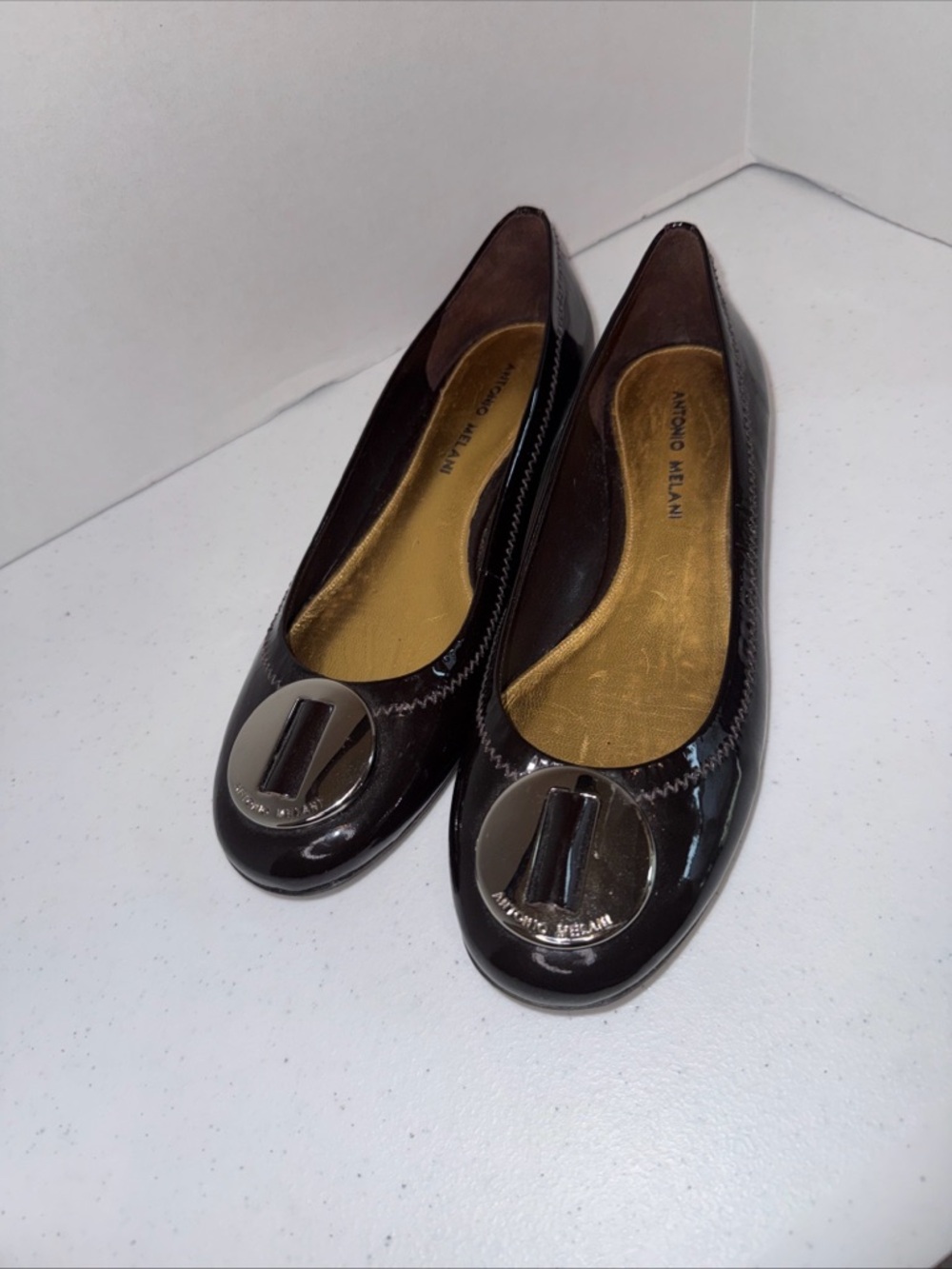 Antonio Melani Black Patent Leather Ballet Flats 8.5 medium